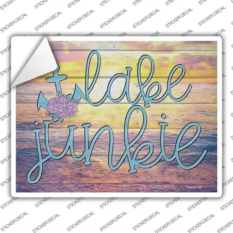 P-3615s-L Lake Junkie Anchor Novelty Rectangle Sticker Decal - Large