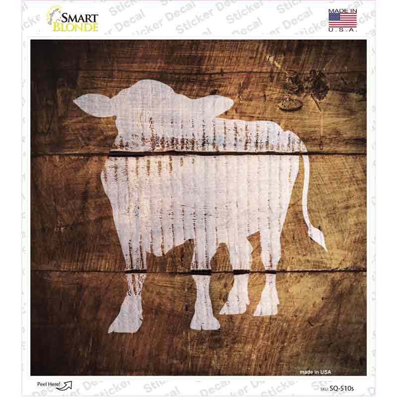 SQ-510s-M Cow Painted Stencil Novelty Square Sticker Decal - Medium