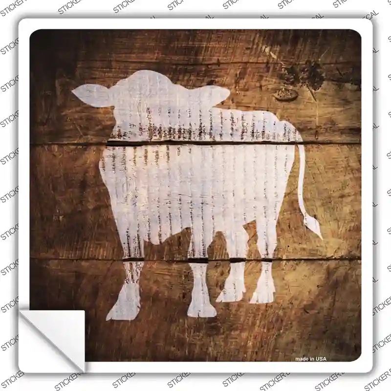 SQ-510s-S Cow Painted Stencil Novelty Square Sticker Decal - Small