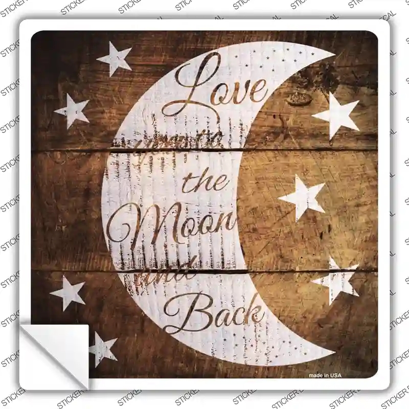 SQ-517s-S Moon & Back Painted Stencil Novelty Square Sticker Decal - Small