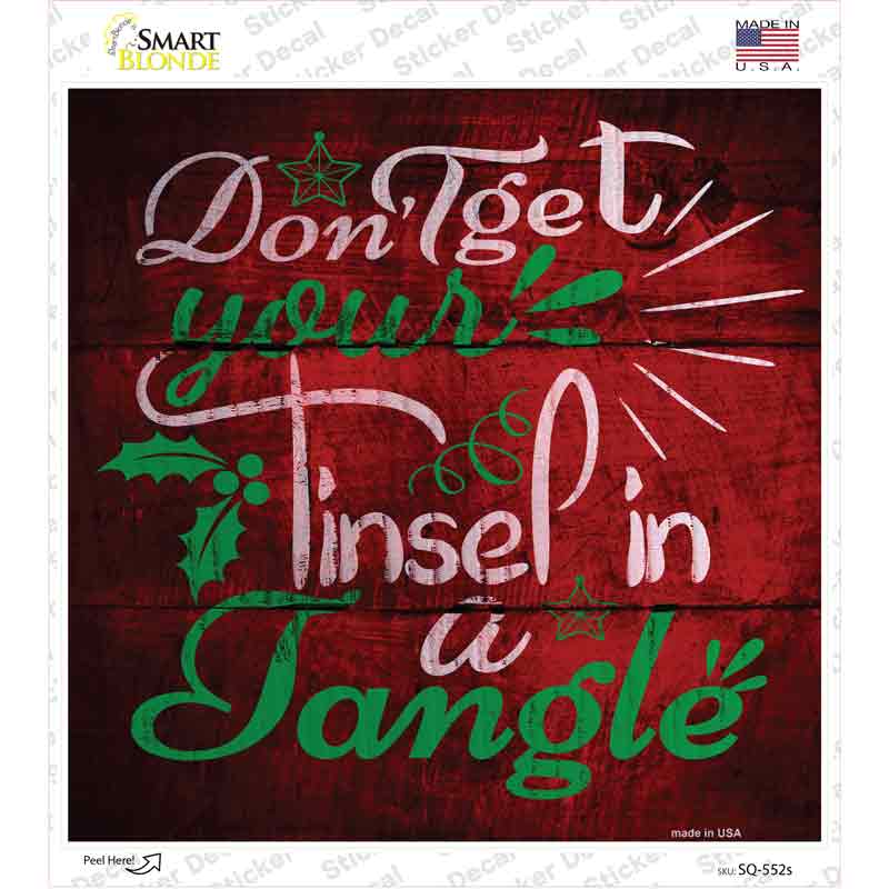 SQ-552s-M Tinsel in A Tangle Novelty Square Sticker Decal - Medium