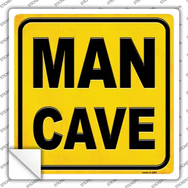 SQ-566s-S Man Cave Novelty Square Sticker Decal - Small