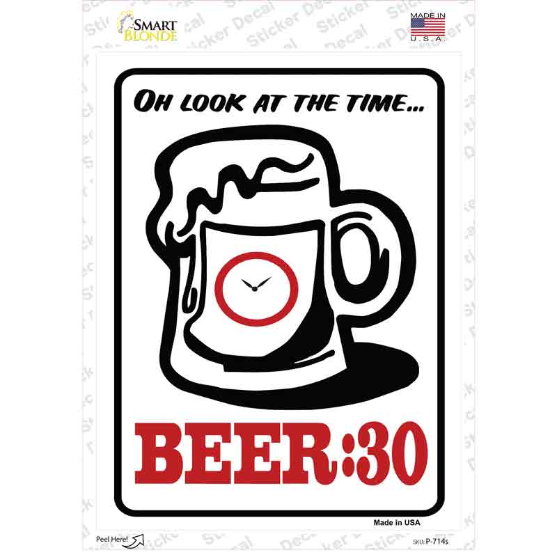 P-714s-M Beer 30 Novelty Rectangle Sticker Decal - Medium