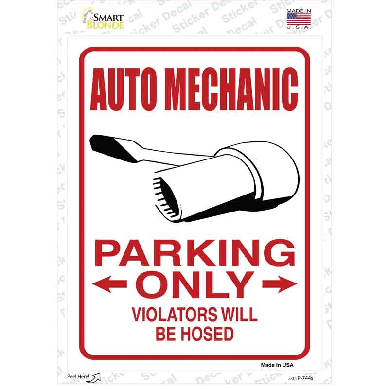 P-744s-M Auto Mechanic Only Novelty Rectangle Sticker Decal - Medium