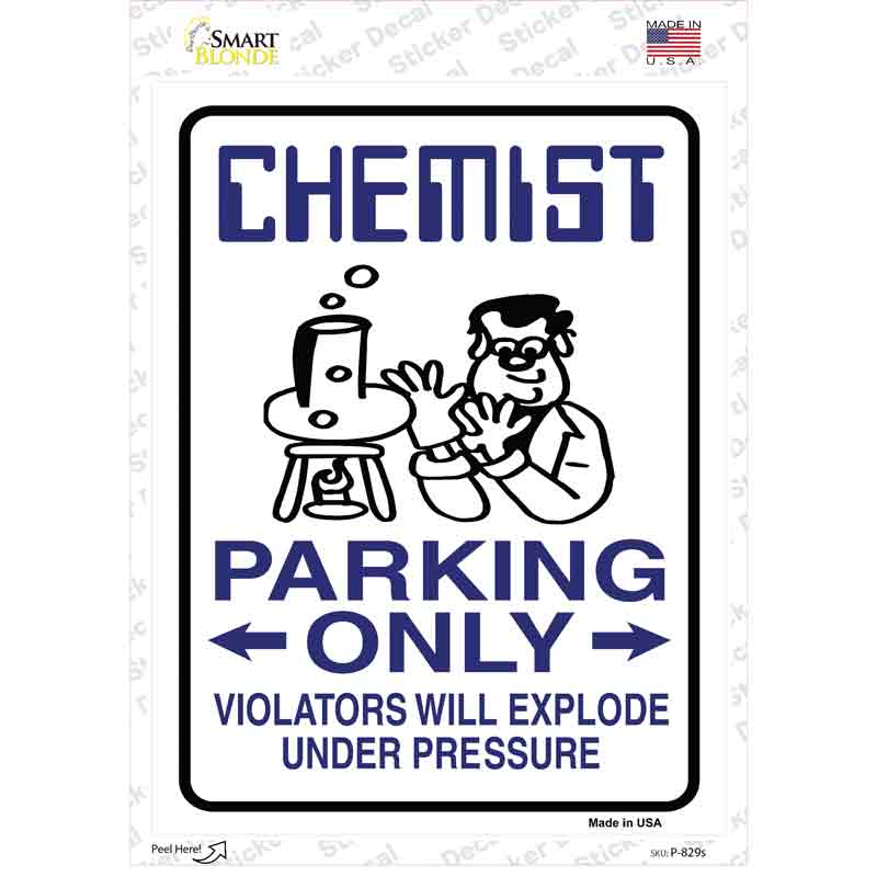 P-829s-M Chemist Only Novelty Rectangle Sticker Decal - Medium