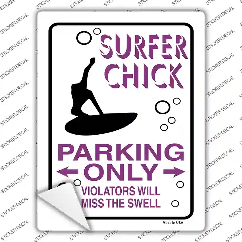 P-835s-L Surfer Chick Only Novelty Rectangle Sticker Decal - Large