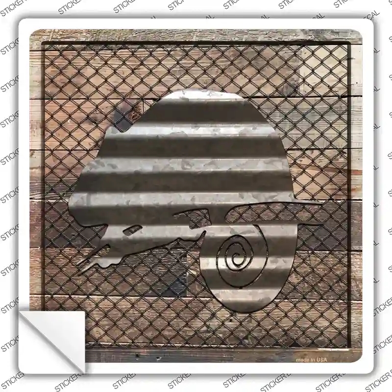 SQ-626s-S Corrugated Chameleon on Wood Novelty Square Sticker Decal - Small