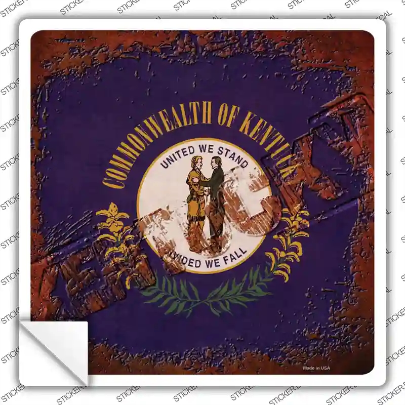 SQ-959s-L Kentucky Rusty Stamped Novelty Square Sticker Decal - Large