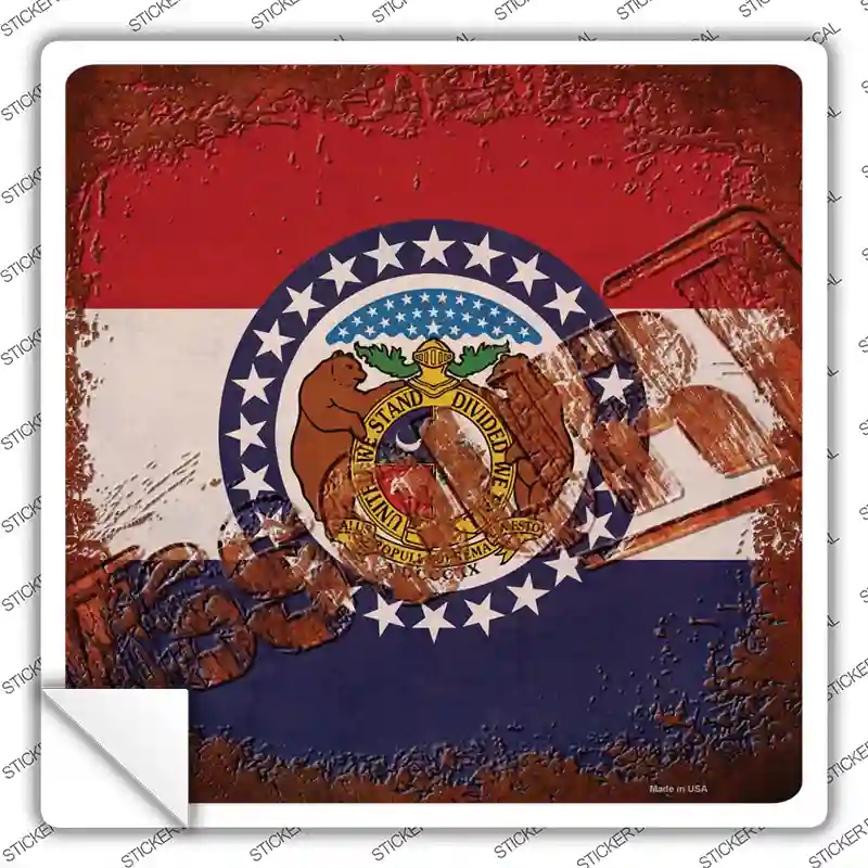SQ-967s-S Missouri Rusty Stamped Novelty Square Sticker Decal - Small