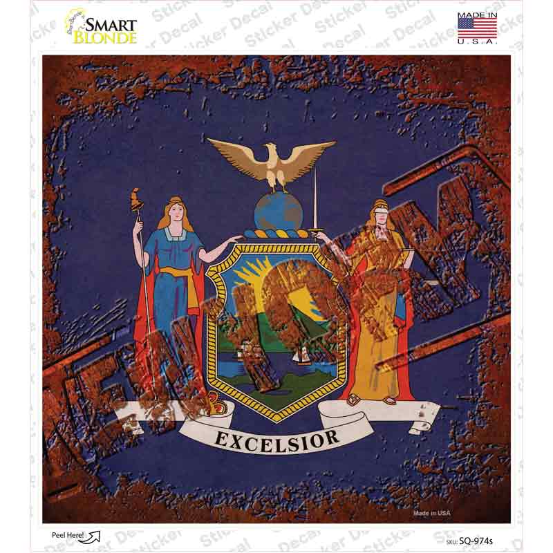 SQ-974s-M   York Rusty Stamped Novelty Square Sticker Decal - Medium
