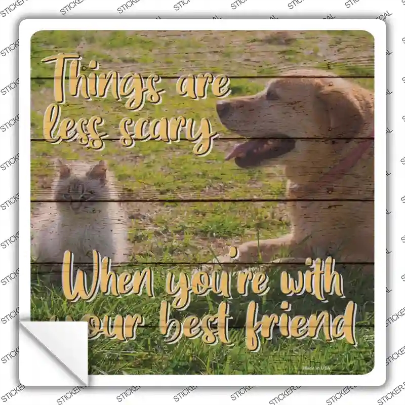 SQ-994s-L Less Scary with Friends Novelty Square Sticker Decal - Large
