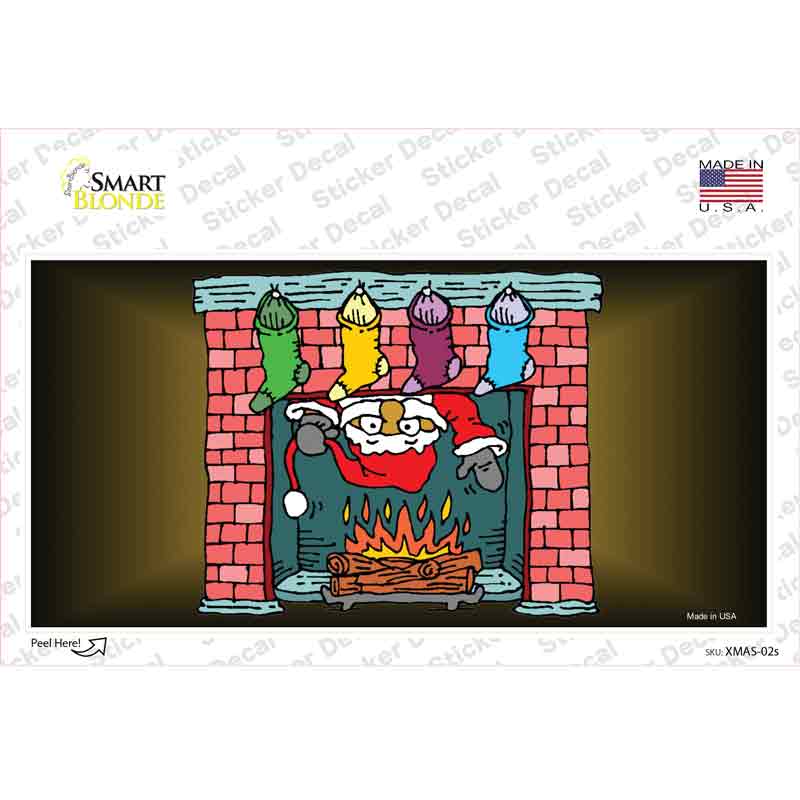 XMAS-02s-M Santa Chimney Novelty Sticker Decal - Medium