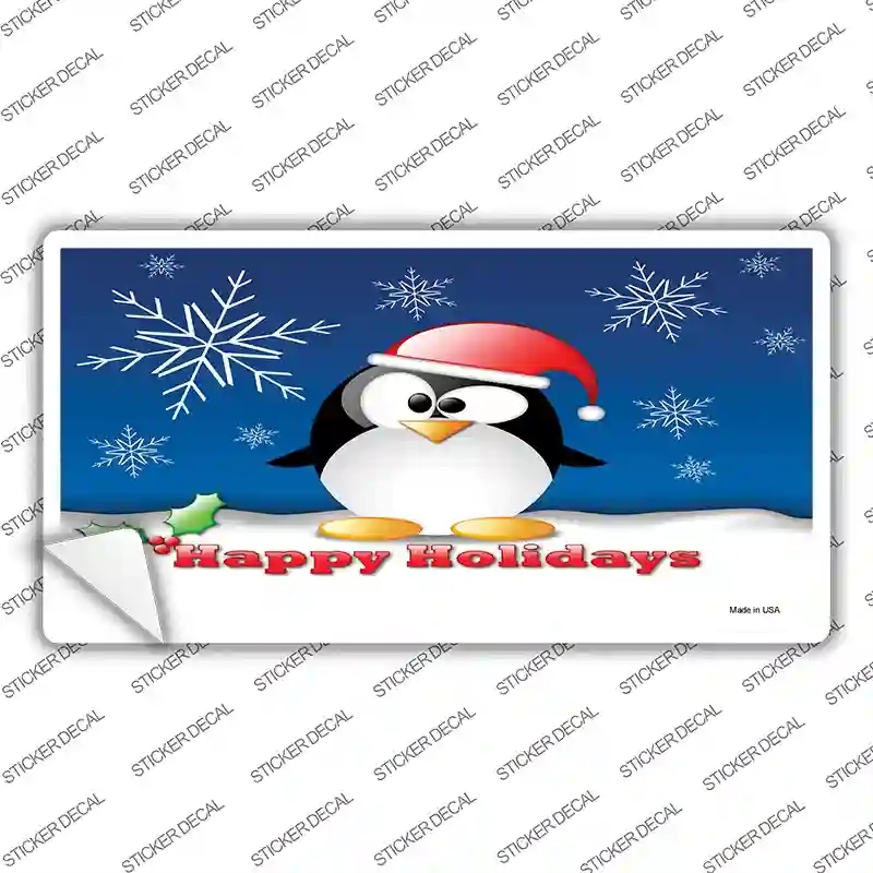 XMAS-07s-S Happy Holidays Penguin Novelty Sticker Decal - Small