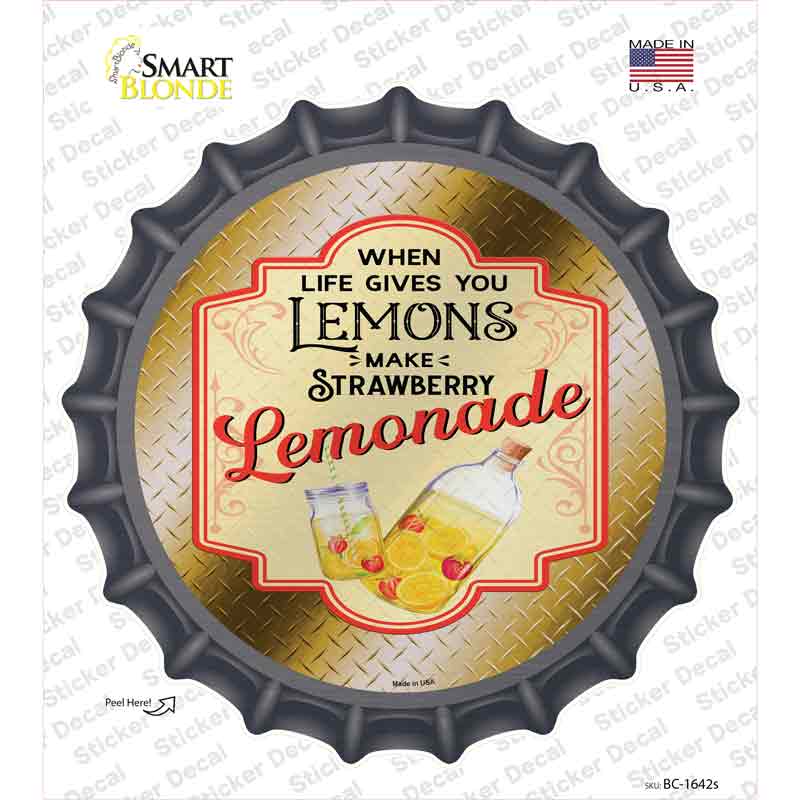 BC-1642s-M Make Strawberry Lemonade Gold Novelty Bottle Cap Sticker Decal - Medium