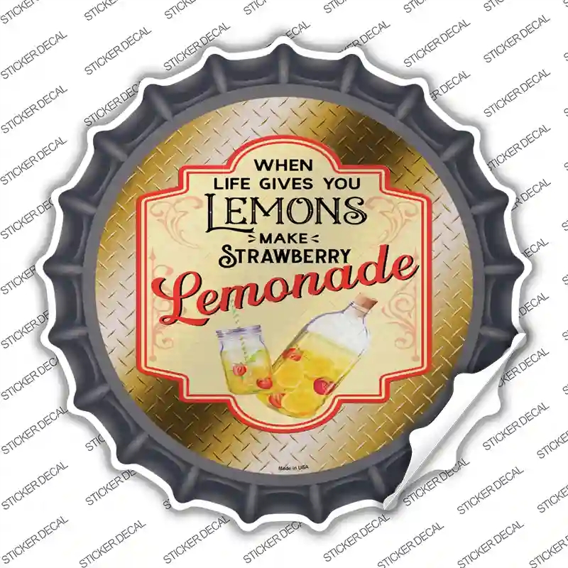 BC-1642s-S Make Strawberry Lemonade Gold Novelty Bottle Cap Sticker Decal - Small