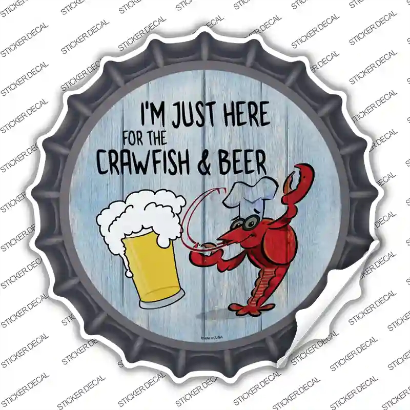BC-1656s-XL Crawfish & Beer Novelty Bottle Cap Sticker Decal - Extra Large