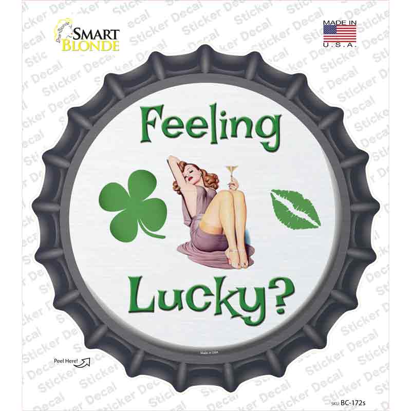 BC-172s-M Feeling Lucky Novelty Bottle Cap Sticker Decal - Medium