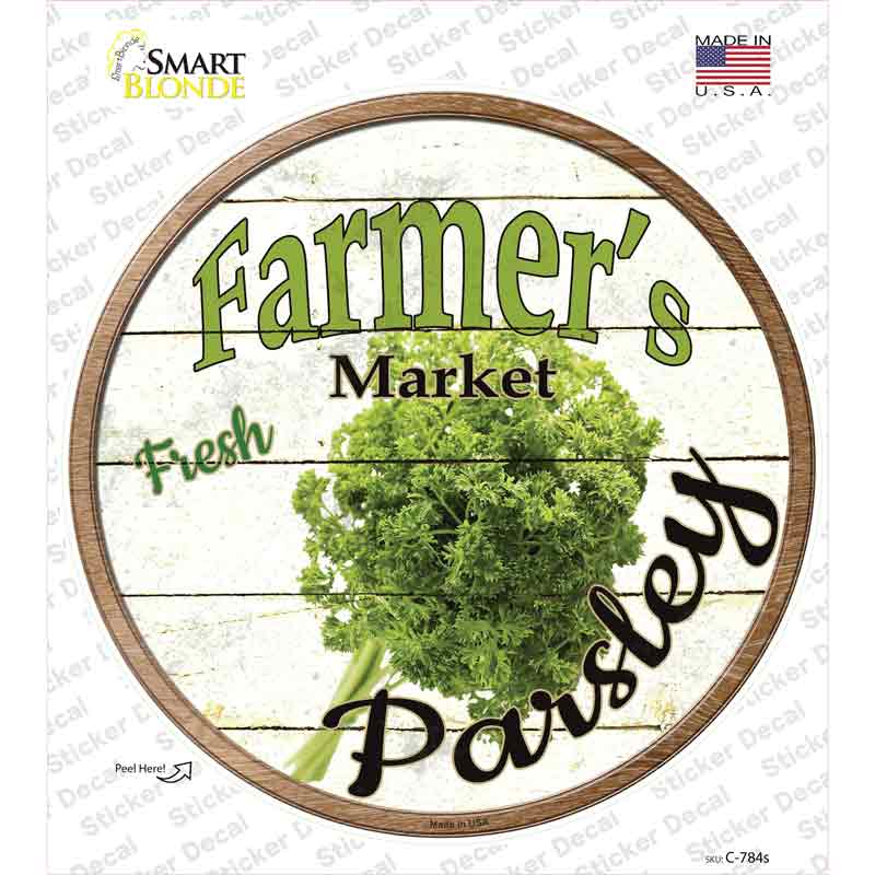 C-784s-M Farmers Market Parsley Novelty Circle Sticker Decal - Medium