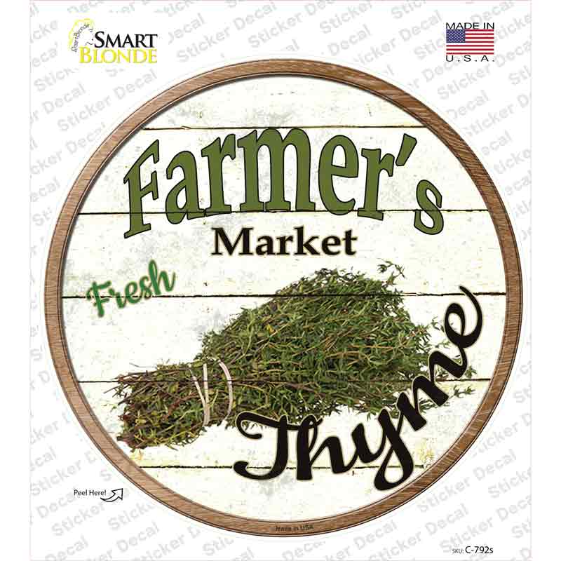 C-792s-M Farmers Market Thyme Novelty Circle Sticker Decal - Medium