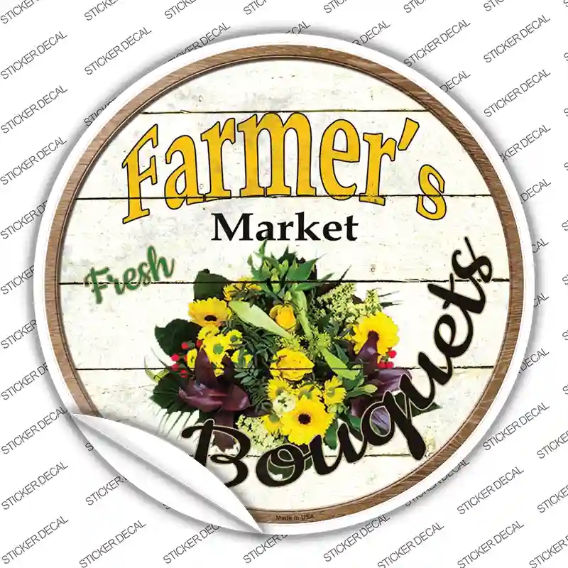 C-805s-S Farmers Market Bouquets Novelty Circle Sticker Decal - Small