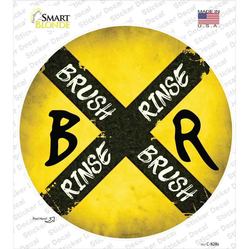 C-828s-M Brush & Rinse Novelty Circle Sticker Decal - Medium