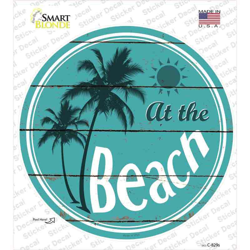 C-829s-M At the Beach Novelty Circle Sticker Decal - Medium