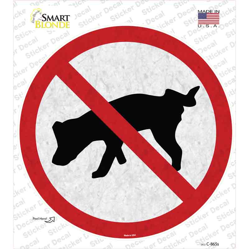 C-865s-M No Dog Pee Novelty Circle Sticker Decal - Medium
