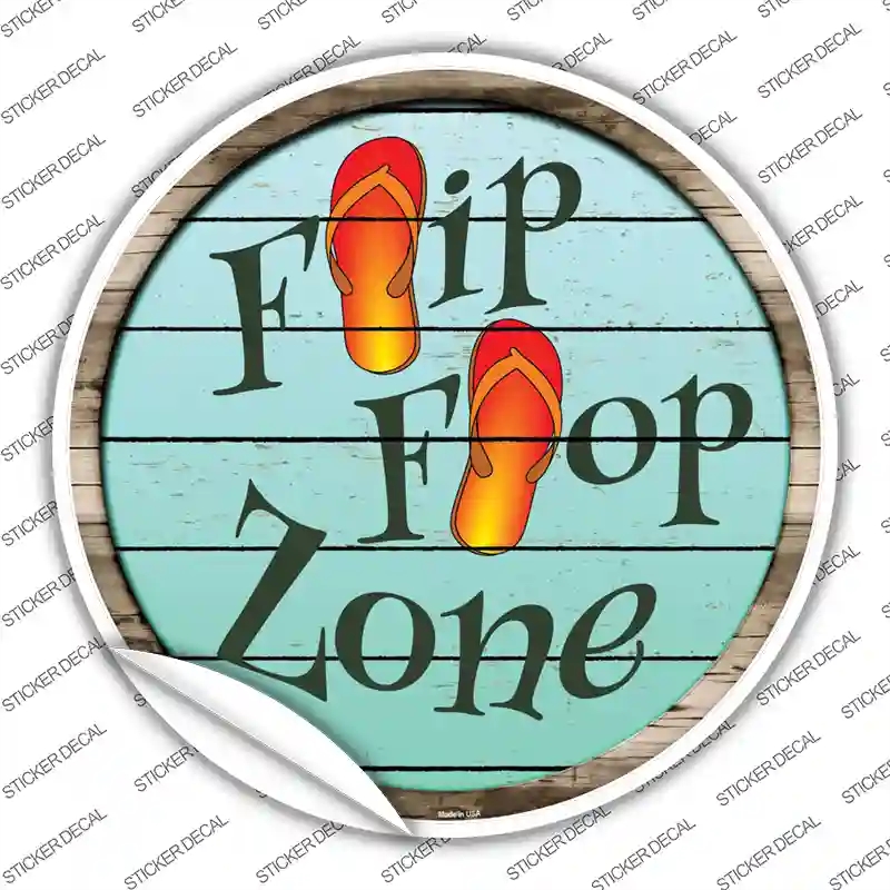 C-880s-S Orange Flip Flop Zone Novelty Circle Sticker Decal - Small