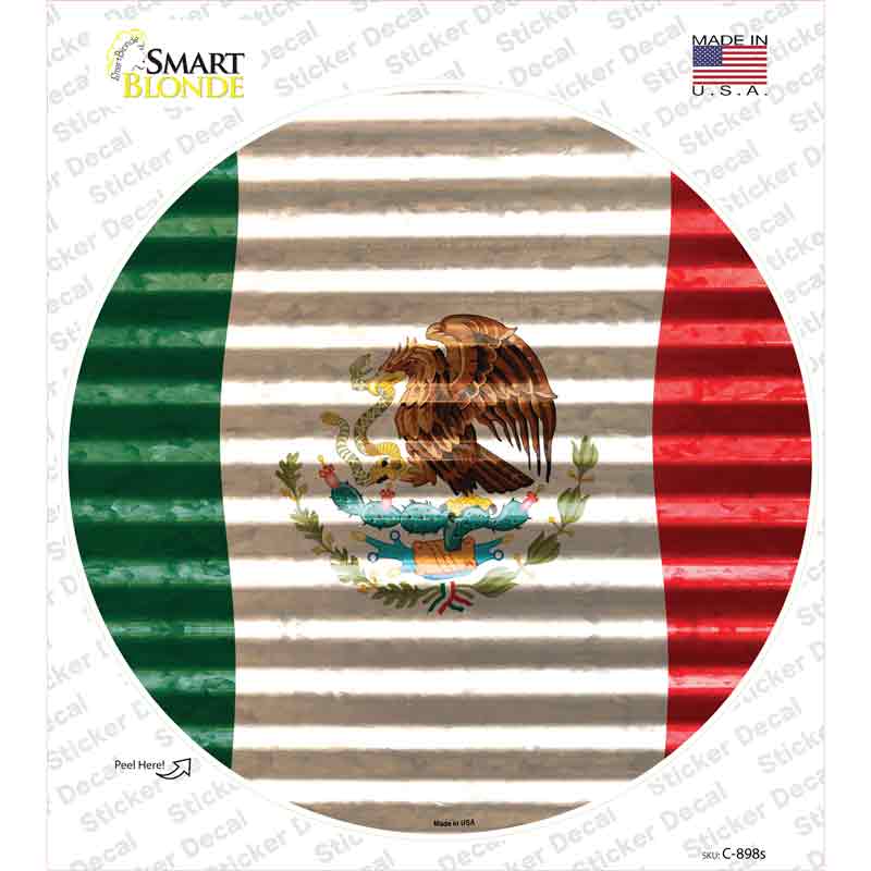 C-898s-M Mexico Flag Novelty Circle Sticker Decal - Medium