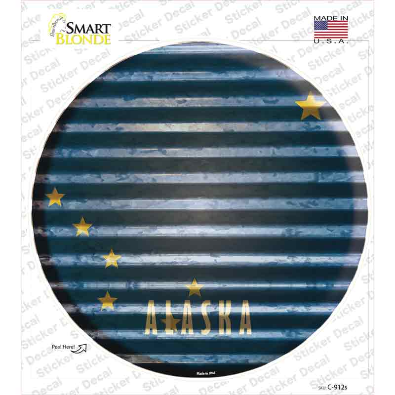 C-912s-M Alaska Flag Corrugated Novelty Circle Sticker Decal - Medium