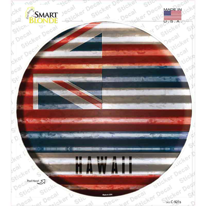 C-921s-M Hawaii Flag Corrugated Novelty Circle Sticker Decal - Medium