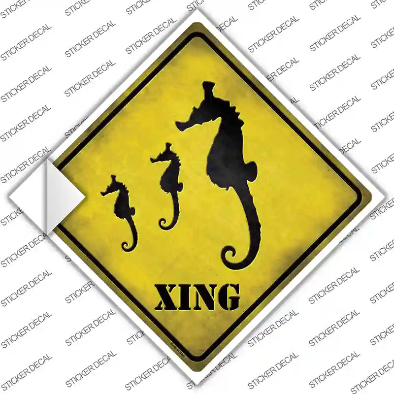 CX-046s-L Seahorse Xing Novelty Diamond Sticker Decal - Large