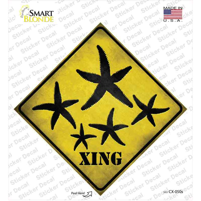 CX-050s-M Starfish Xing Novelty Diamond Sticker Decal - Medium