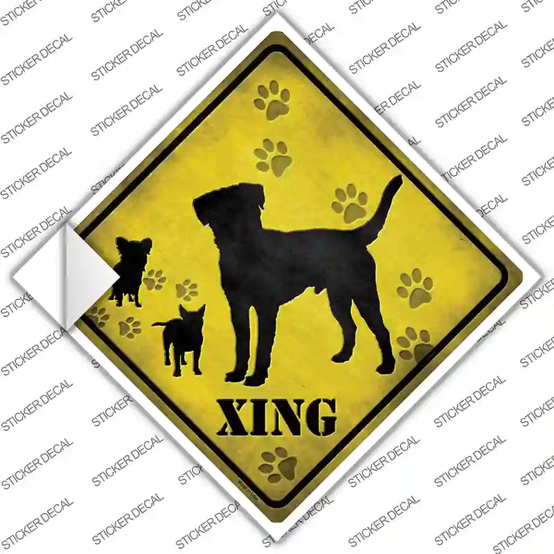 CX-062s-XL Dogs Xing Novelty Diamond Sticker Decal - Extra Large
