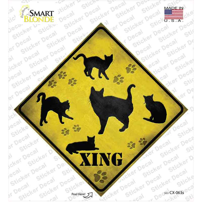 CX-063s-M Cats Xing Novelty Diamond Sticker Decal - Medium