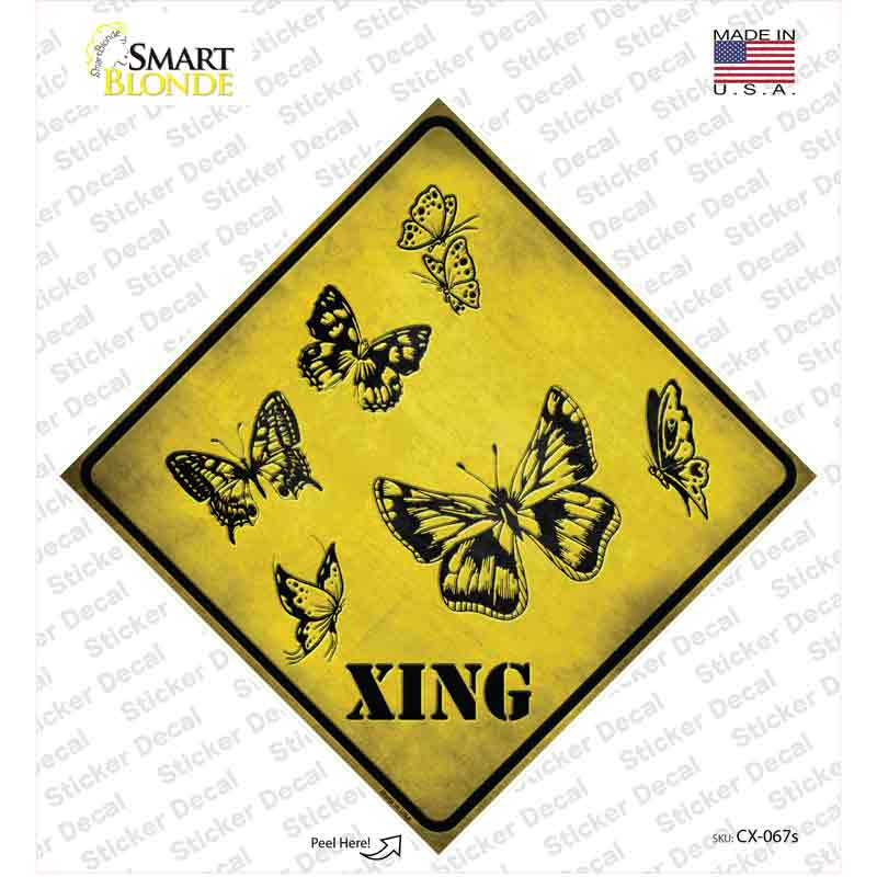 CX-067s-M Butterflies Xing Novelty Diamond Sticker Decal - Medium