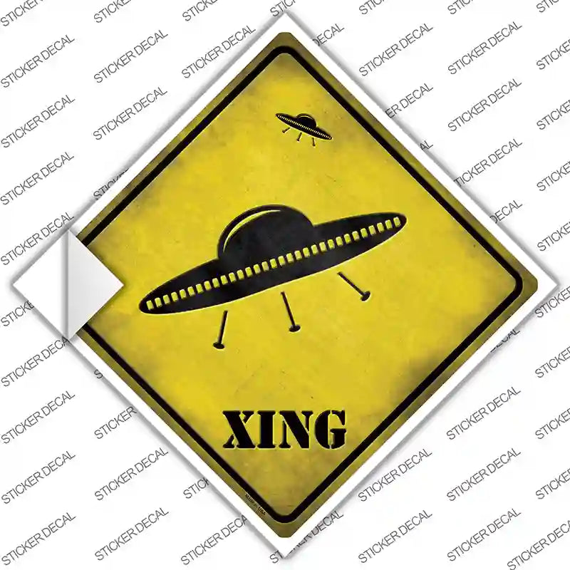 CX-070s-L UFO Spaceship Xing Novelty Diamond Sticker Decal - Large