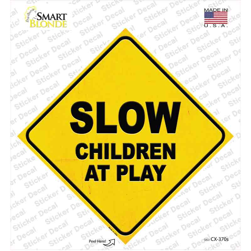CX-370s-M Slow Children At Play Novelty Diamond Sticker Decal - Medium