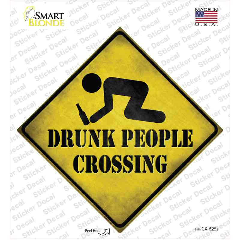 CX-625s-M Drunk People Crossing Novelty Diamond Sticker Decal - Medium