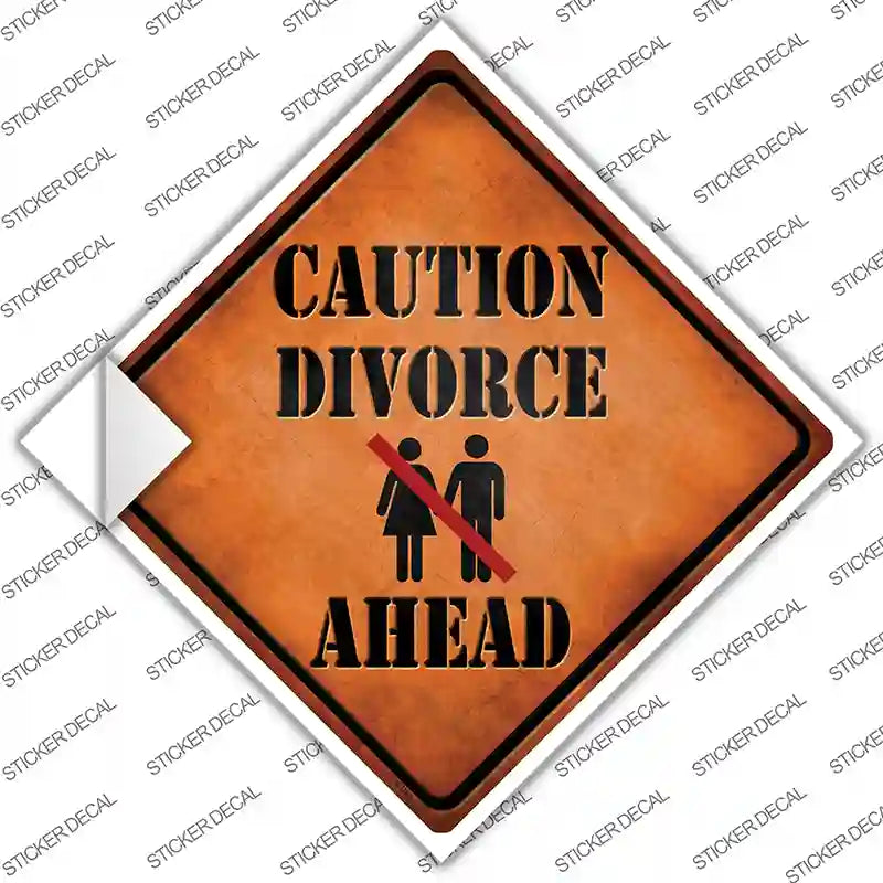 CX-627s-S Caution Divorce Ahead Novelty Diamond Sticker Decal - Small