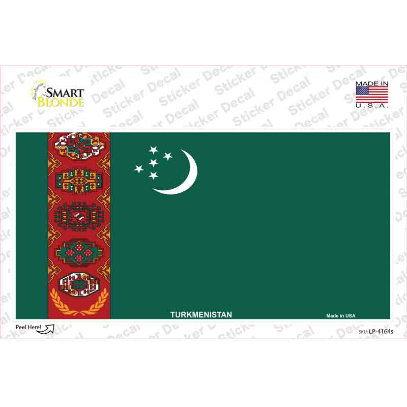 LP-4164s-M Turkmenistan Flag Novelty Sticker Decal - Medium
