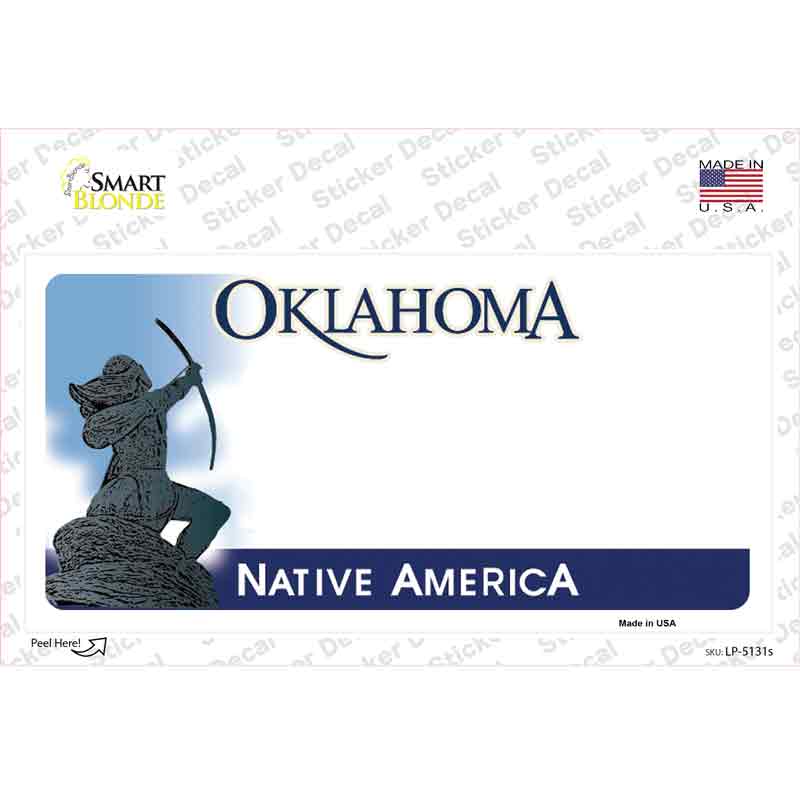 LP-5131s-M Oklahoma Native America State Blank Novelty Sticker Decal - Medium