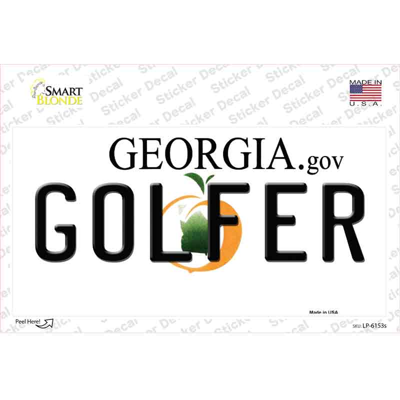 LP-6153s-M Golfer Georgia Novelty Sticker Decal - Medium