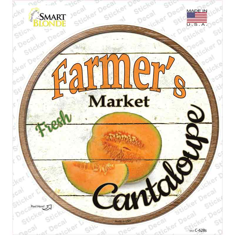 C-628s-M Farmers Market Cantaloupe Novelty Circle Sticker Decal - Medium
