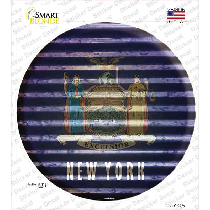 C-942s-M   York Flag Corrugated Novelty Circle Sticker Decal - Medium