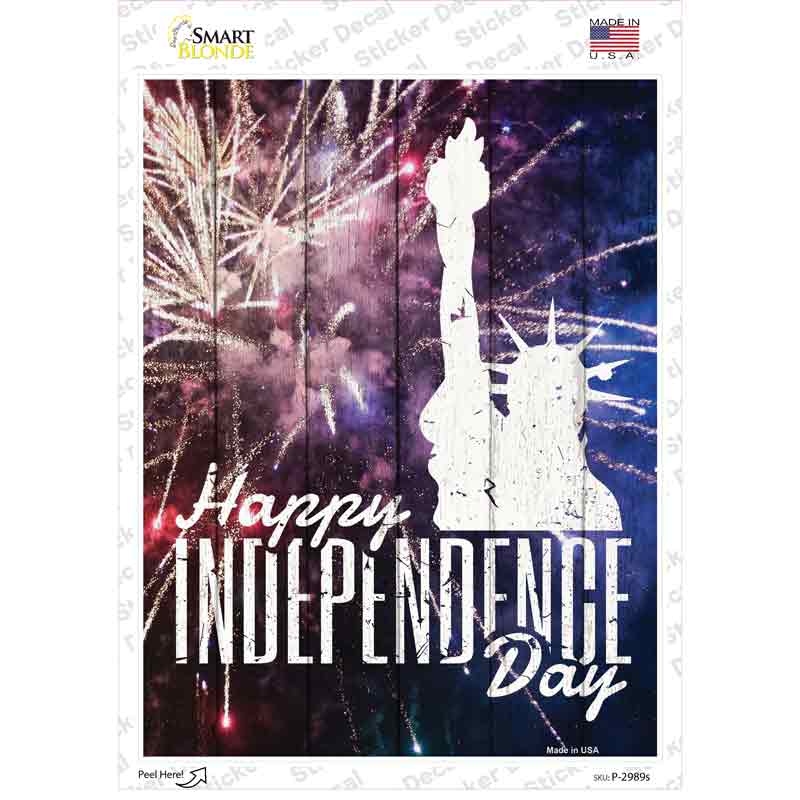 P-2989s-M Happy Independence Day Novelty Rectangle Sticker Decal - Medium