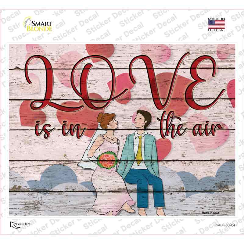 P-3096s-M Love is in the Air Novelty Rectangle Sticker Decal - Medium