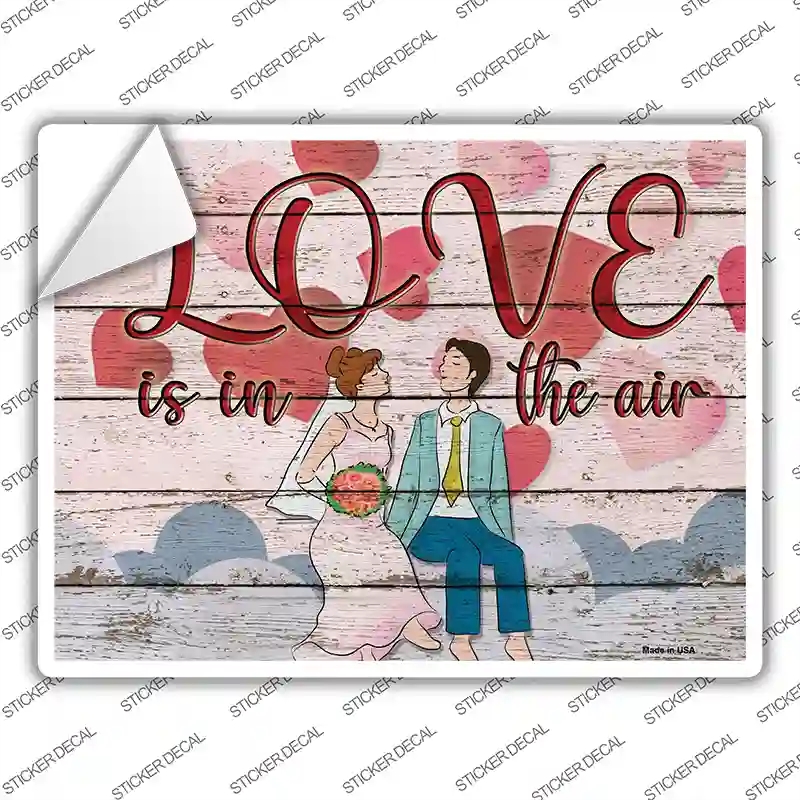 P-3096s-S Love is in the Air Novelty Rectangle Sticker Decal - Small