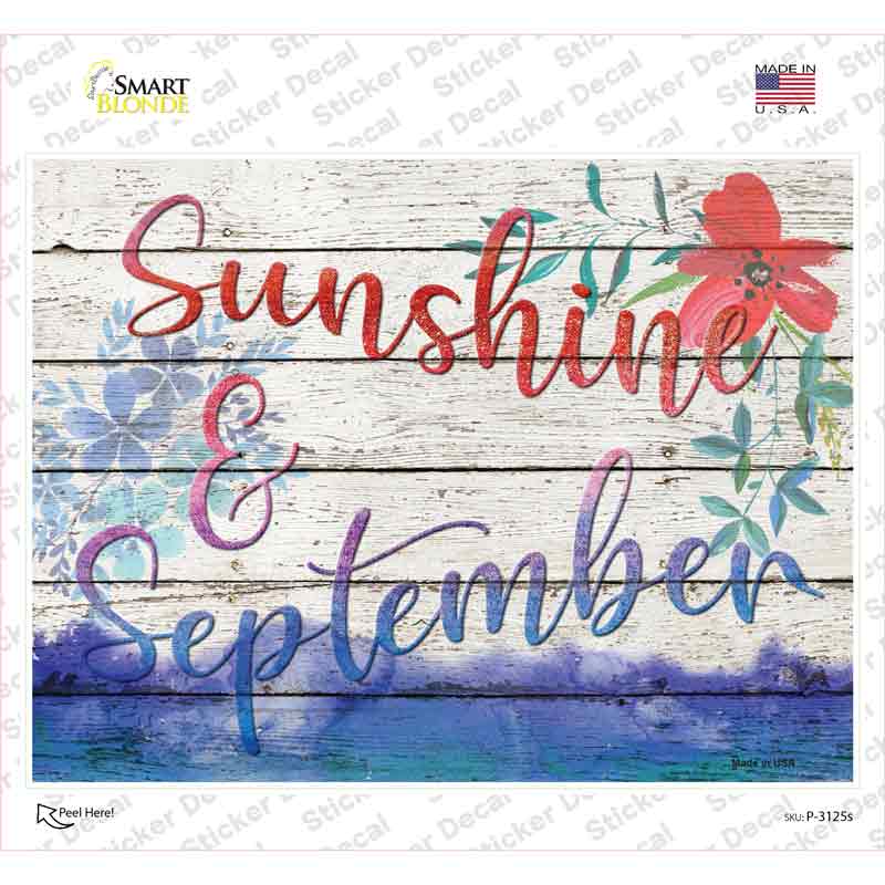 P-3125s-M Sunshine & September Novelty Rectangle Sticker Decal - Medium