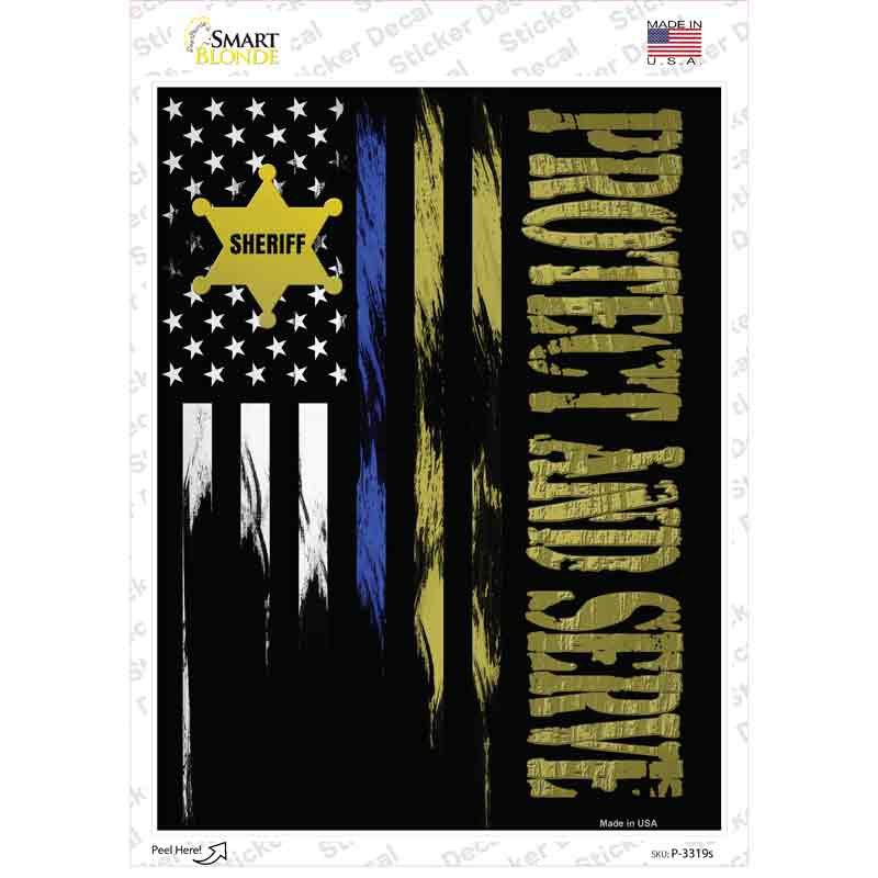 P-3319s-M Protect & Serve Novelty Rectangle Sticker Decal - Medium
